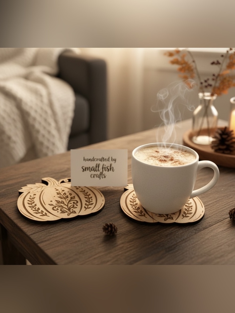 Pumpkin Coasters, Wooden (2)